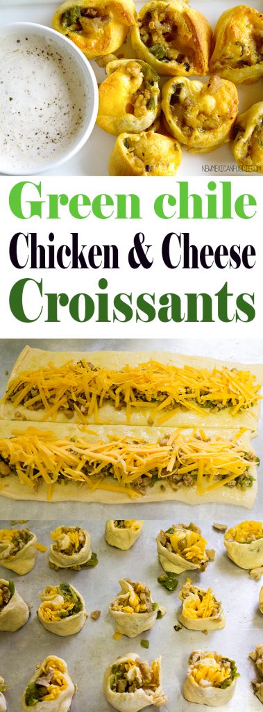 Green Chile, Chicken & Cheese Croissant Rollups | homemadeforelle.com