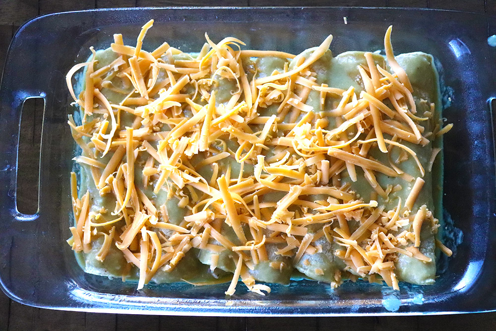 cheesy green chile chicken enchiladas