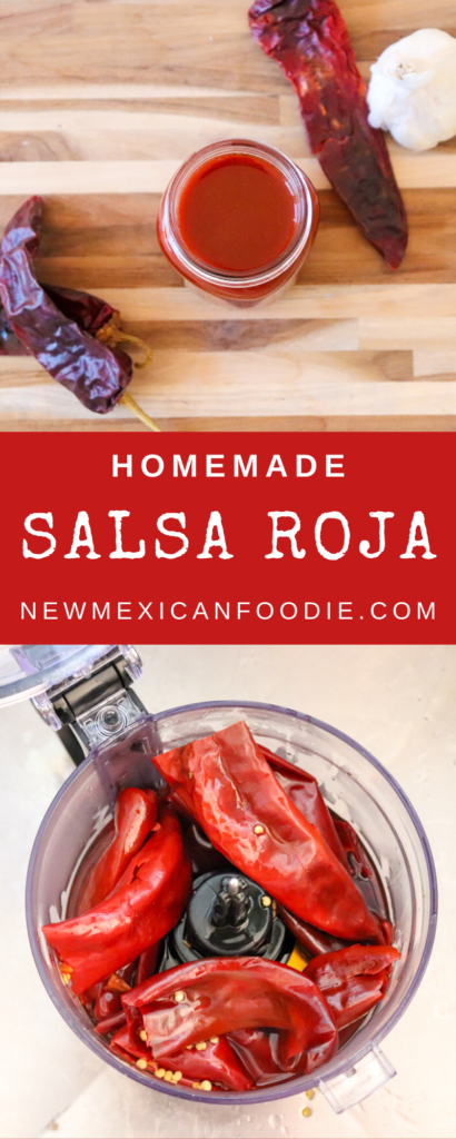 Homemade Salsa Roja with New Mexican red chile pods