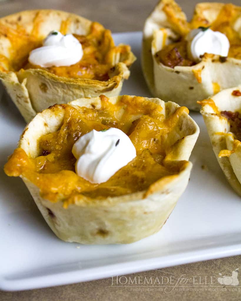 Stuffed Tortilla Cups with Potatoes and Bacon